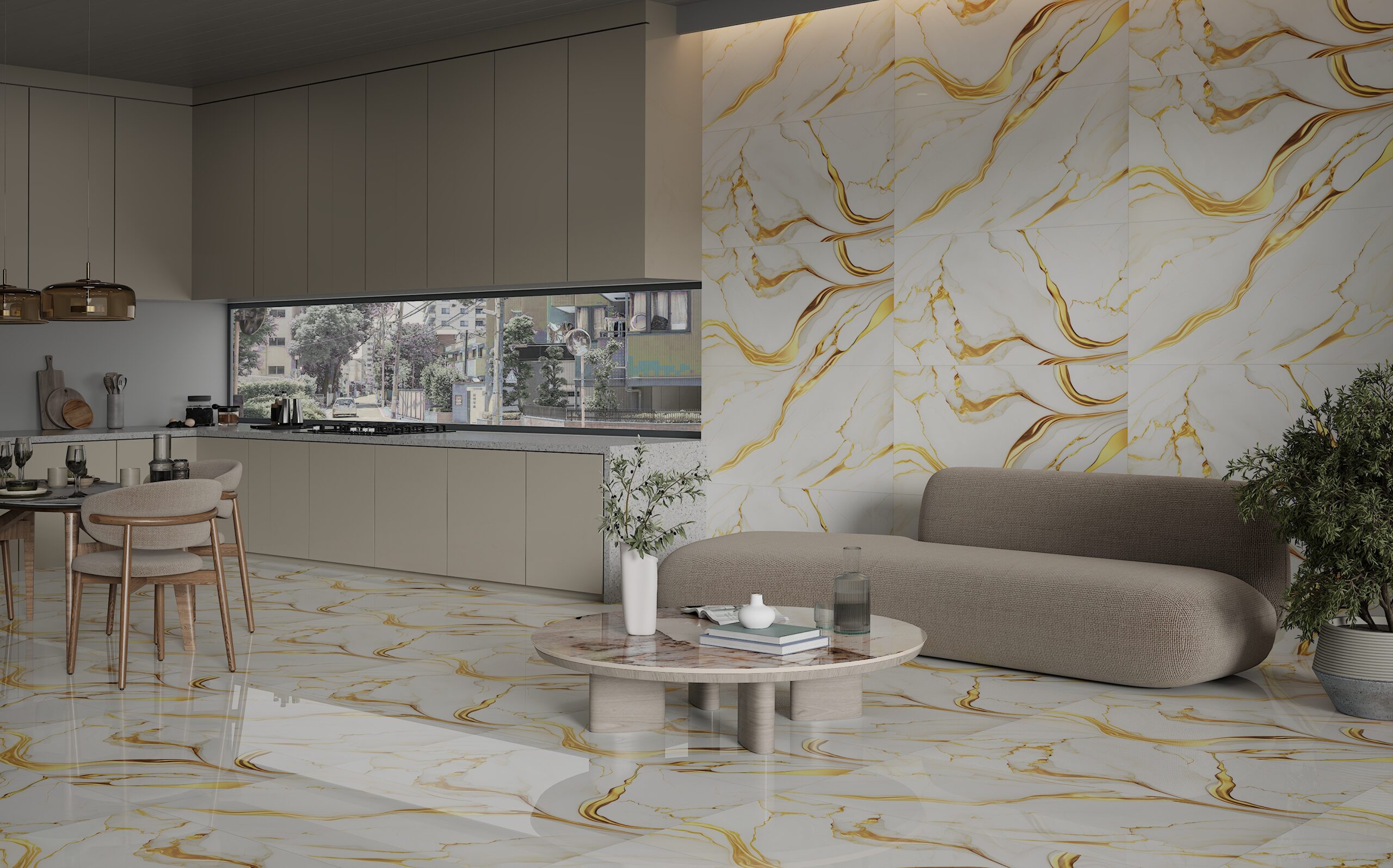 Sydney Gold Tiles 600x1200mm Polished Porcelain Wall & Floor Tile