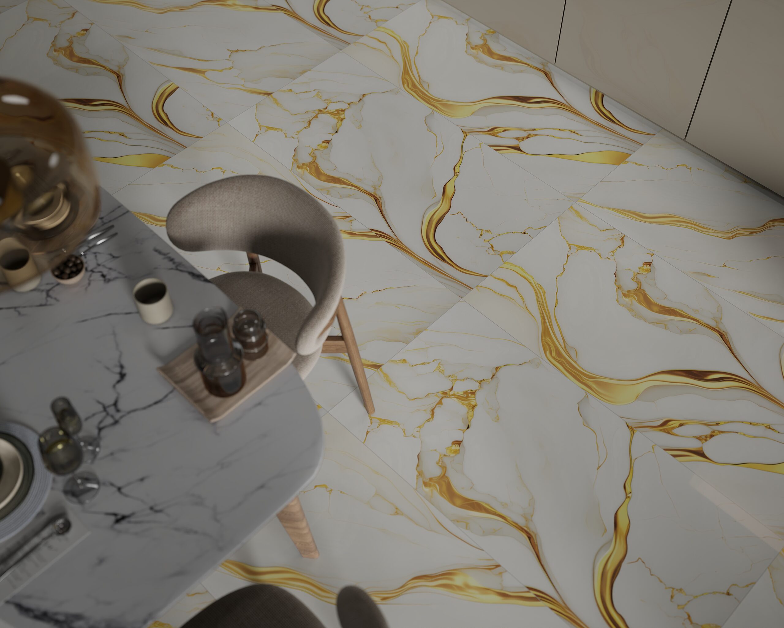 Sydney Gold Tiles 600x1200mm Polished Porcelain Wall & Floor Tile - Image 2