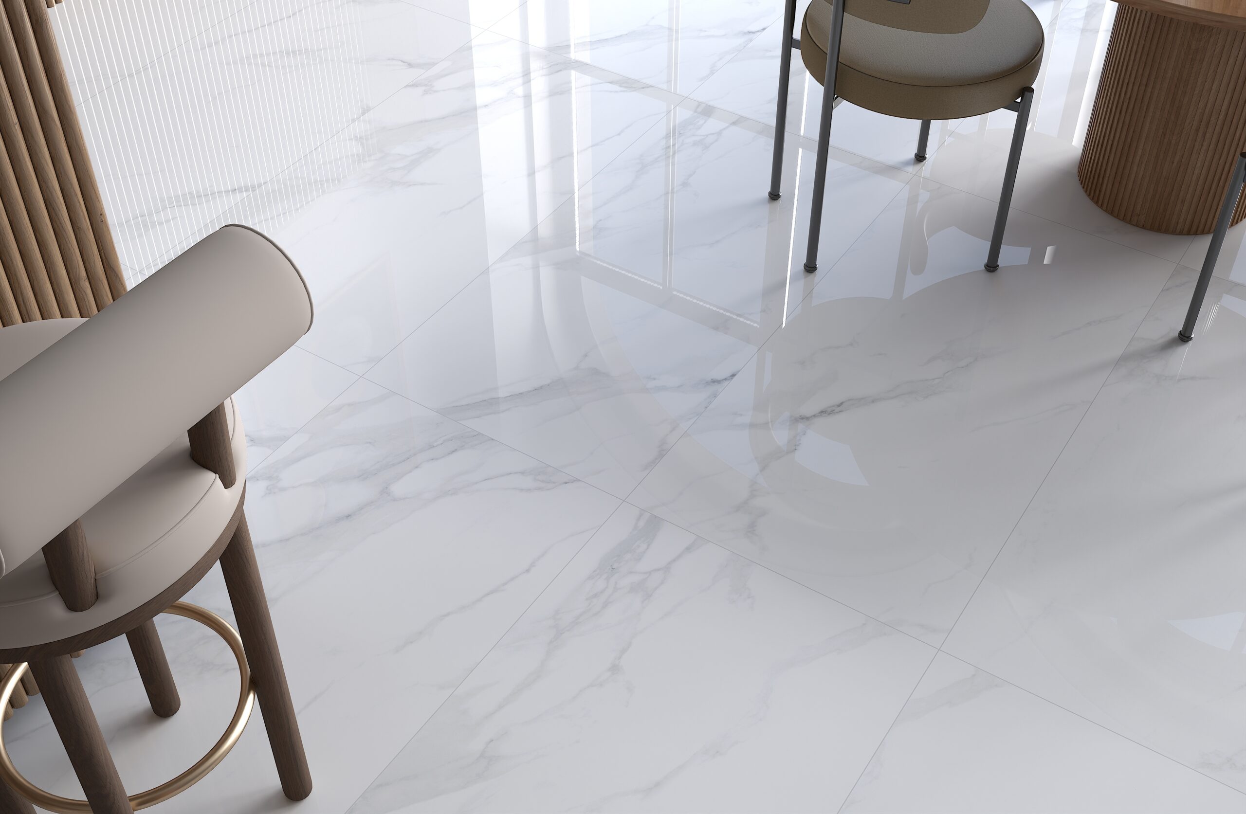 Carrara White Gloss Tiles 600x1200mm Polished Porcelain Wall & Floor Tile - Image 2
