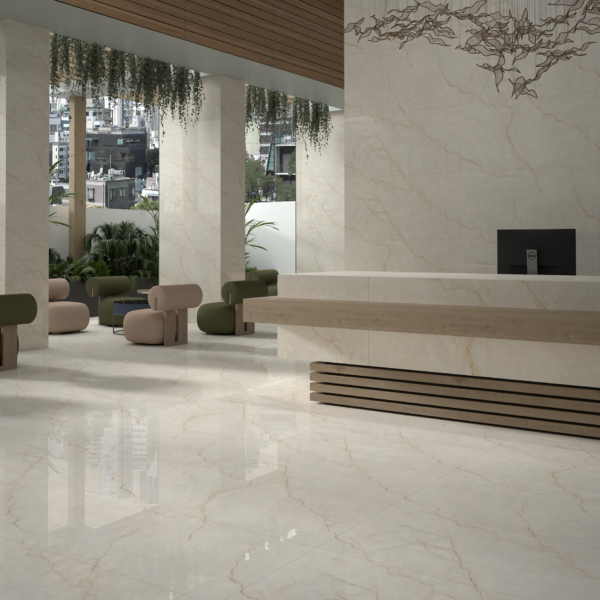 Botticino Cream Marble 600x1200mm Polished Porcelain Wall & Floor Tile