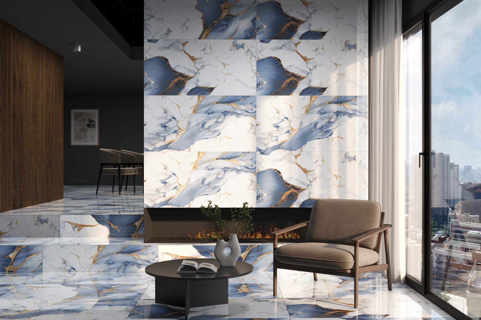 Nicolina Blue 600x1200mm Polished Porcelain Wall & Floor Tile