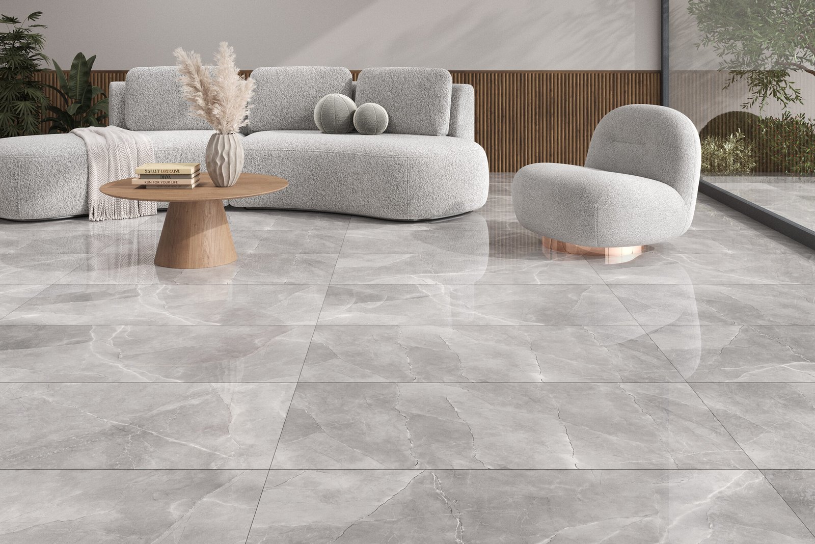 Milan Grey 600x1200mm Polished Porcelain Wall & Floor Tile