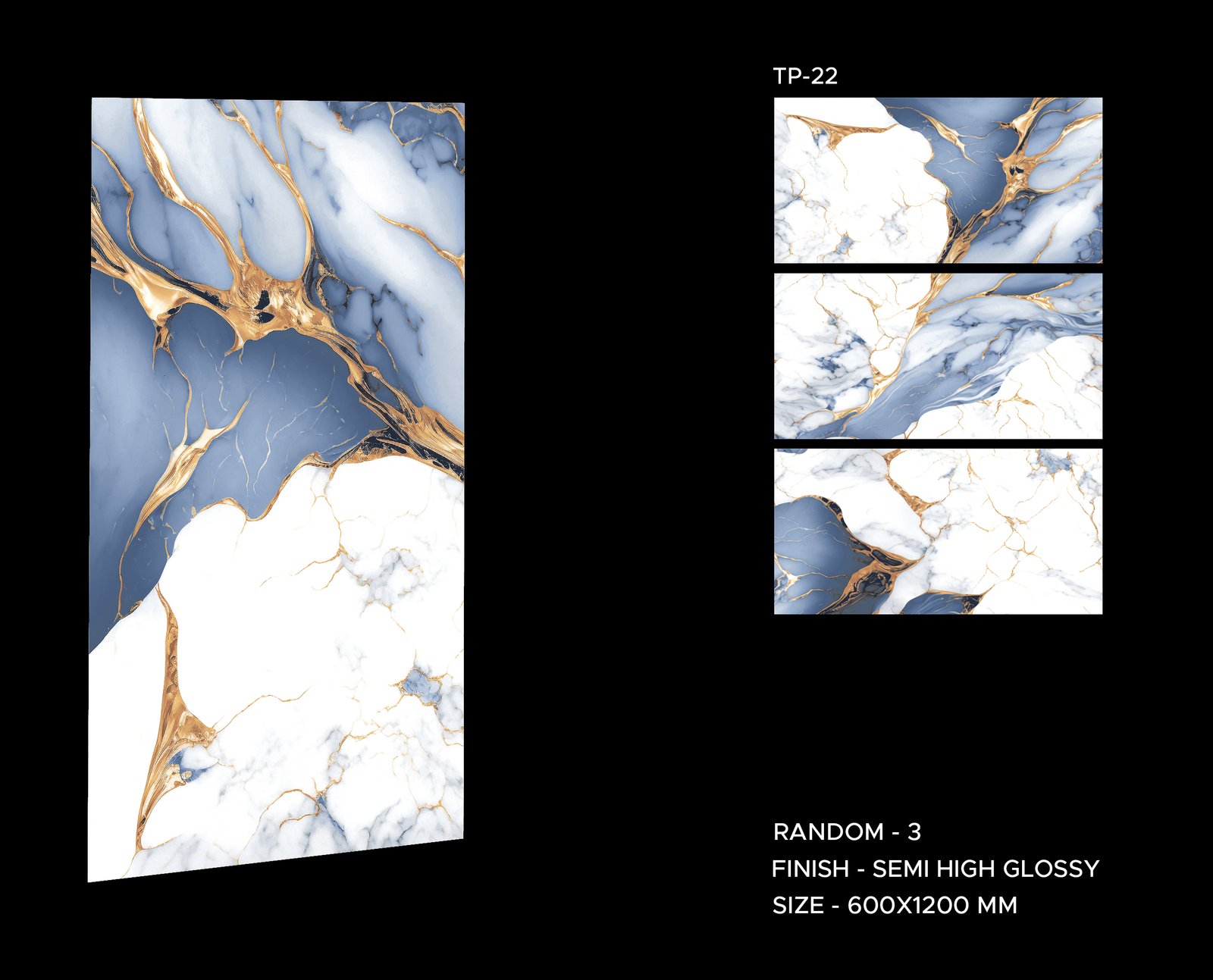 Nicolina Blue 600x1200mm Polished Porcelain Wall & Floor Tile - Image 5