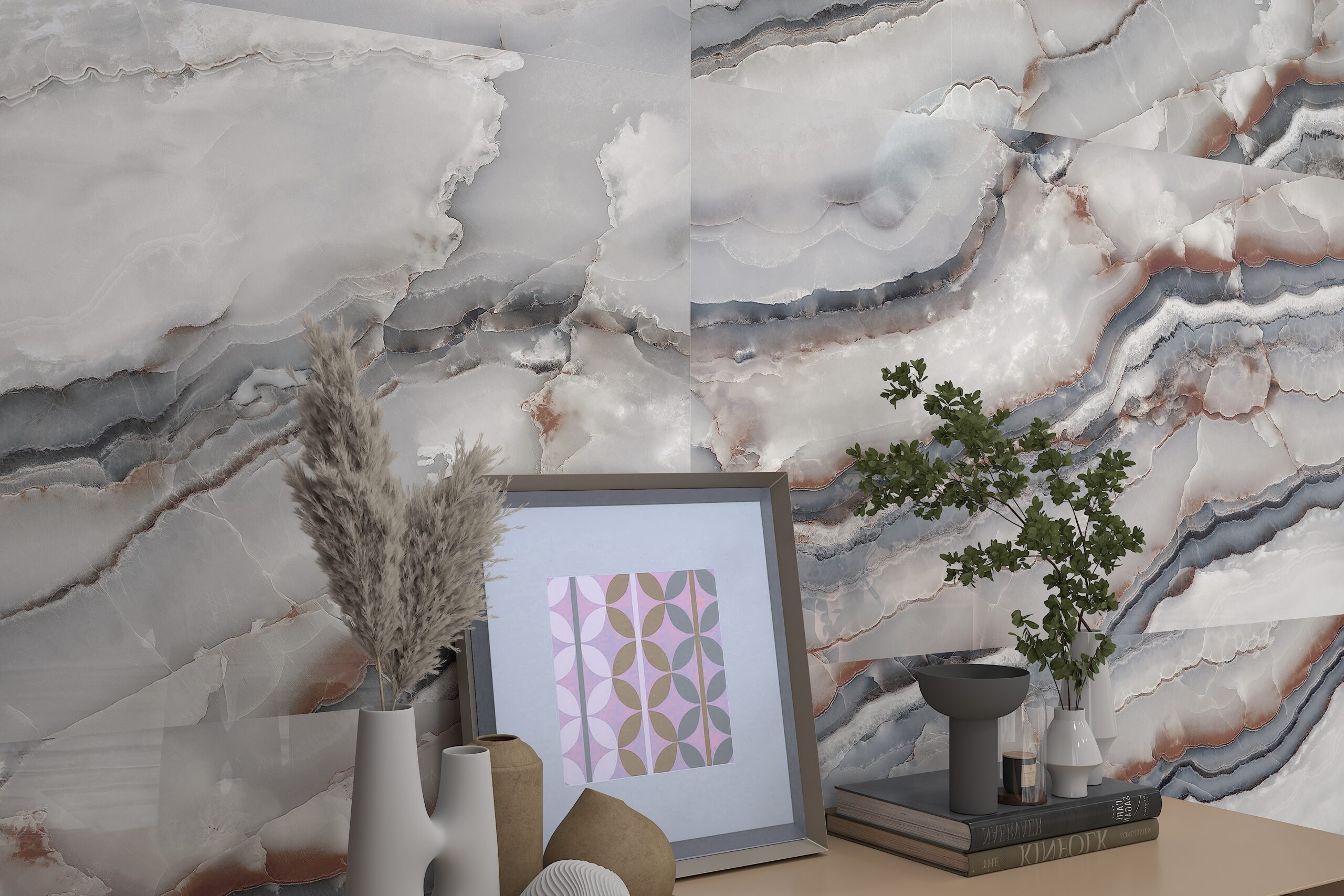 Onyx Avion Grey 600x1200mm Polished Porcelain Wall & Floor Tile - Image 2