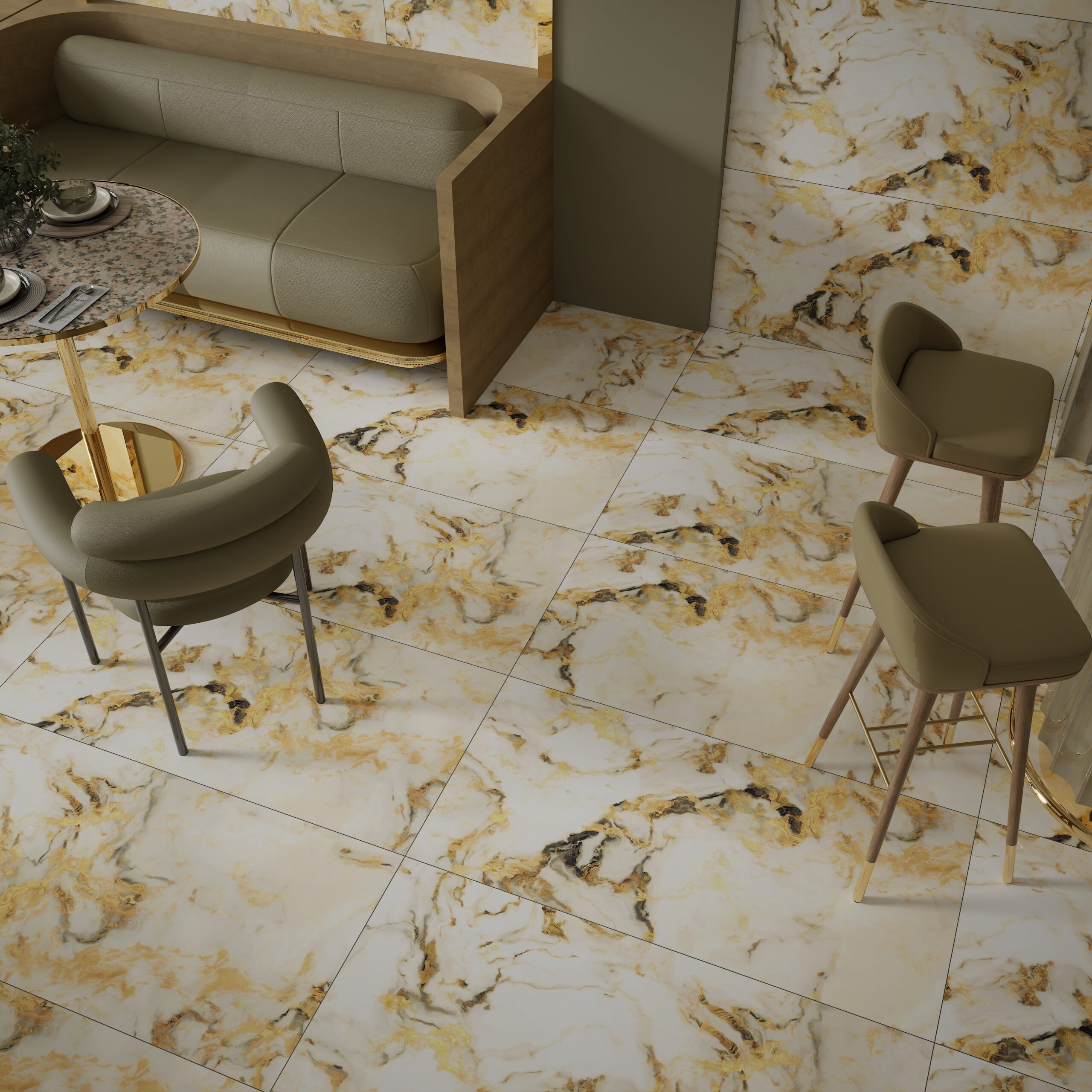 Exotica Gold Tiles 600x1200mm Polished Porcelain Wall & Floor Tile - Image 2